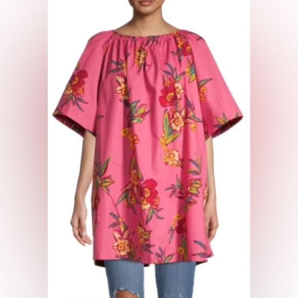 NWT FREE PEOPLE JODIE COTTON PRINTED TUNIC SIZE L COLOR:SUNRISE COMBO - Picture 3 of 11